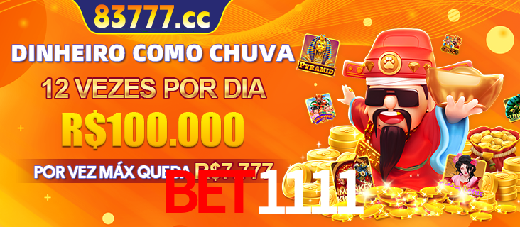 Banner do programa de recompensas Recomende para amigos do bet1111, detalhando os bônus por convidar amigos, com prêmios que chegam a R$288.888.