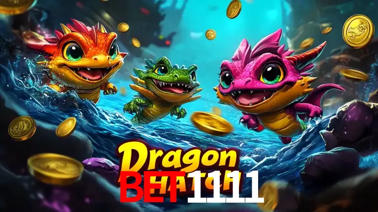 Arte promocional do jogo Dragon Hatch com três adoráveis dragões bebês nadando entre moedas de ouro, um dos slots mais divertidos para jogar no cassino bet1111.